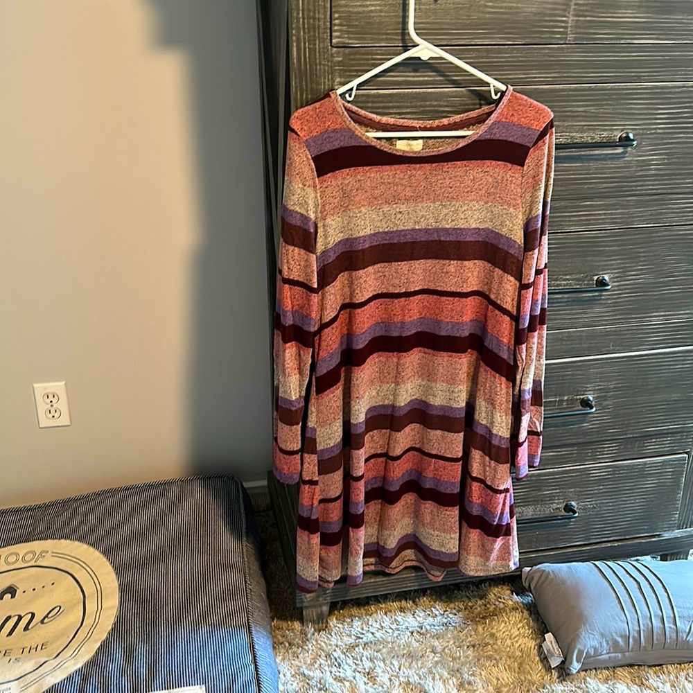Cupio colorful striped long sleeve sweater/dress.  XL.